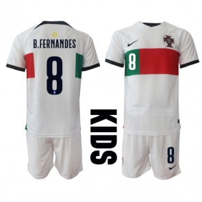 Portugalsko Bruno Fernandes #8 Dětské Venkovní dres komplet MS 2022 Krátký Rukáv (+ trenýrky)